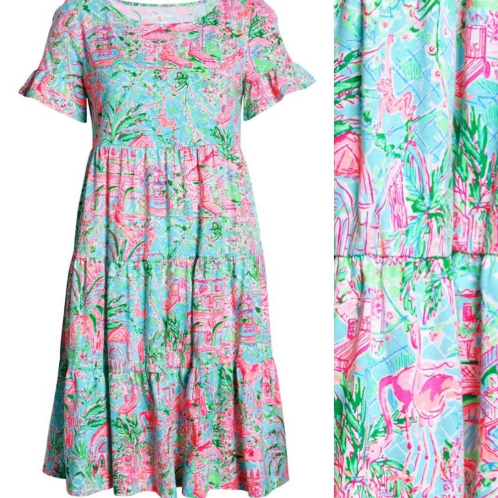 Lilly Pulitzer Bali Tiered Dress XL Pink